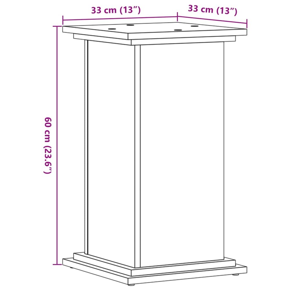 Plantenstandaard 33x33x60 cm bewerkt hout sonoma eikenkleurig