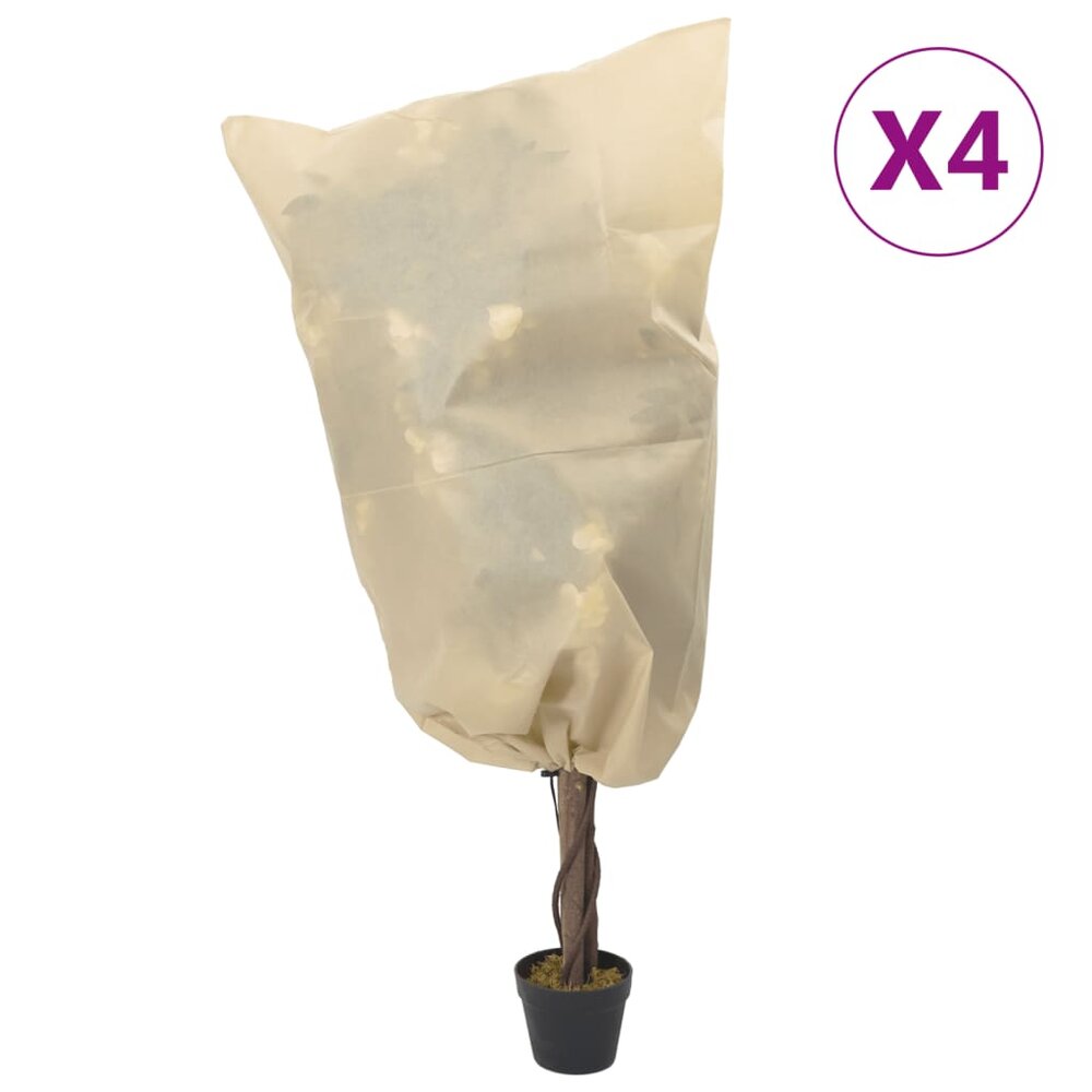 Plantenhoezen met trekkoord 4 st 70 g/m&sup2; 0,8x1 m