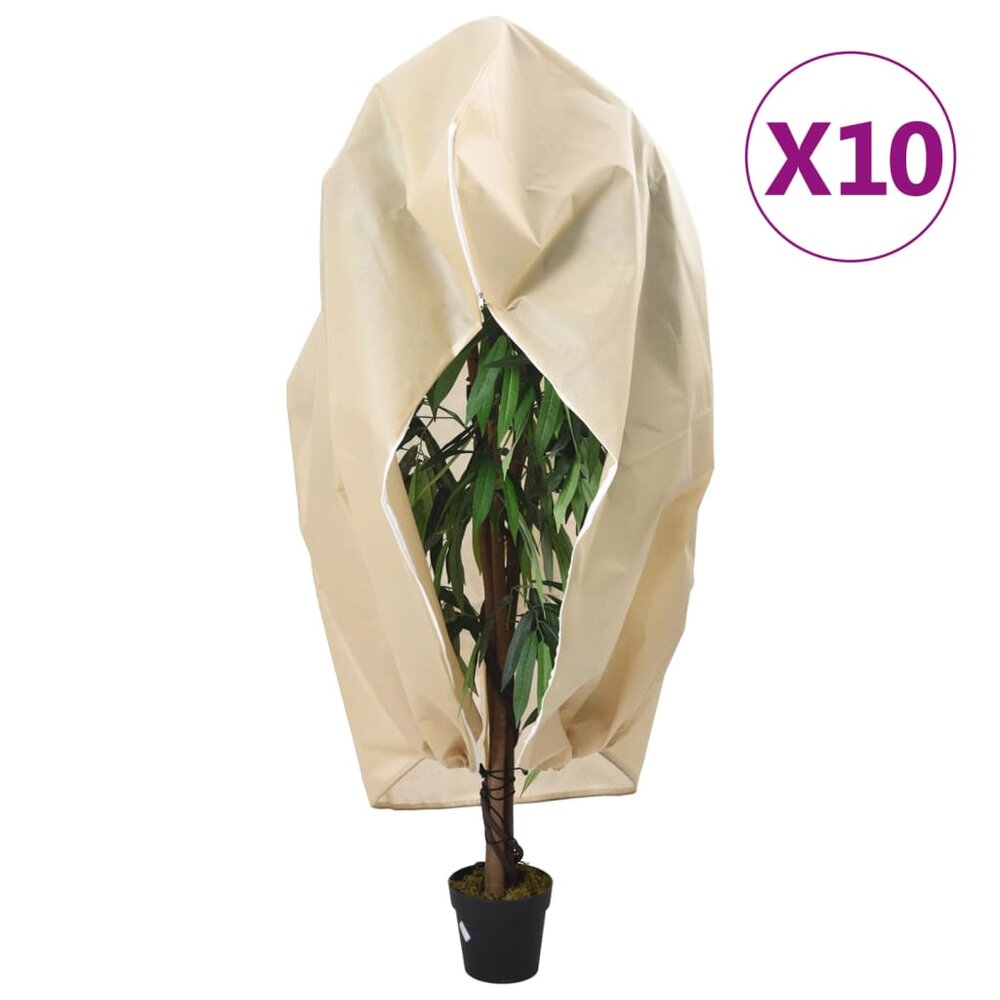 Plantenhoezen met ritssluiting 10 st 70 g/m&sup2; 3,14x2,5 m