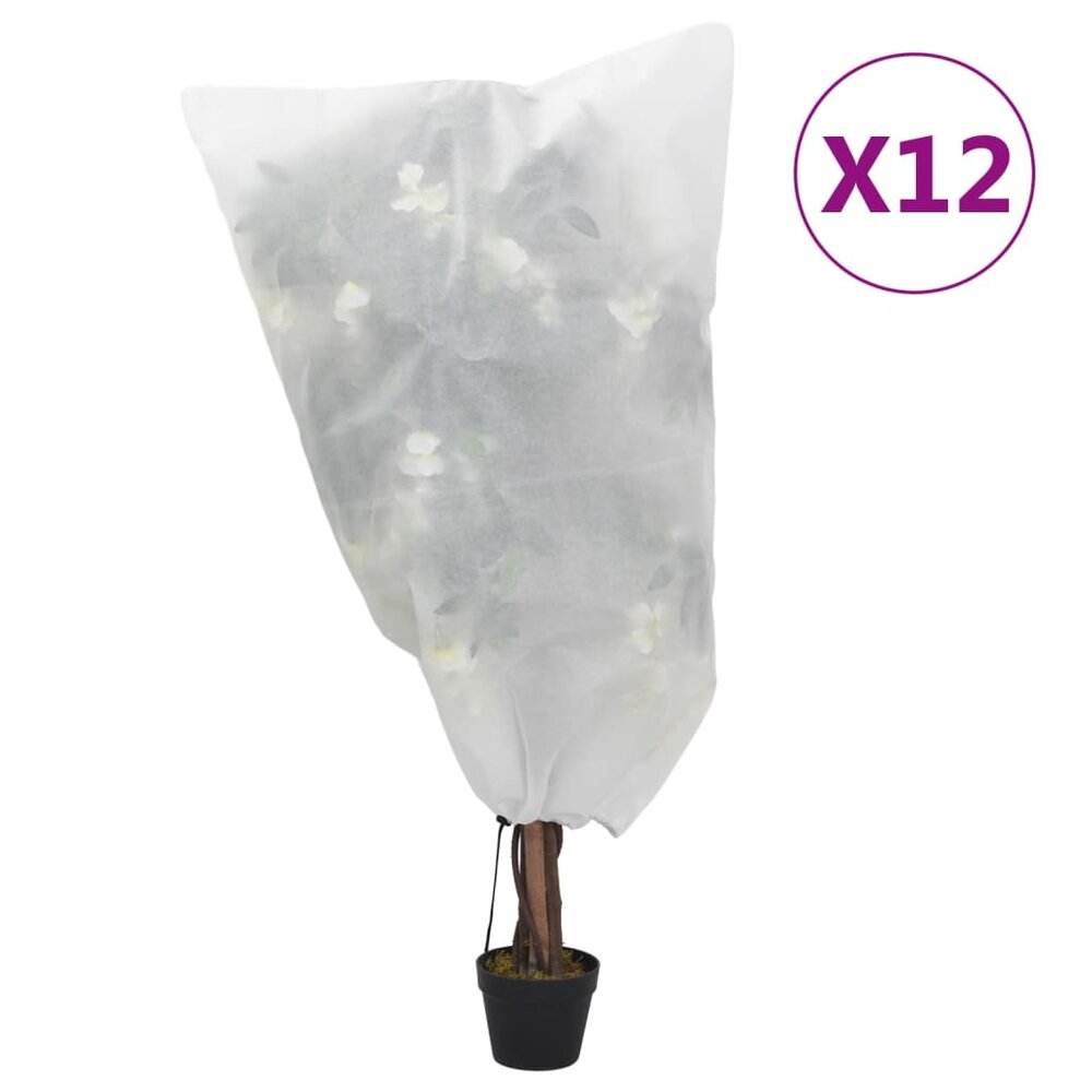 Plantenhoezen met trekkoord 12 st 70 g/m&sup2; 0,8x1 m