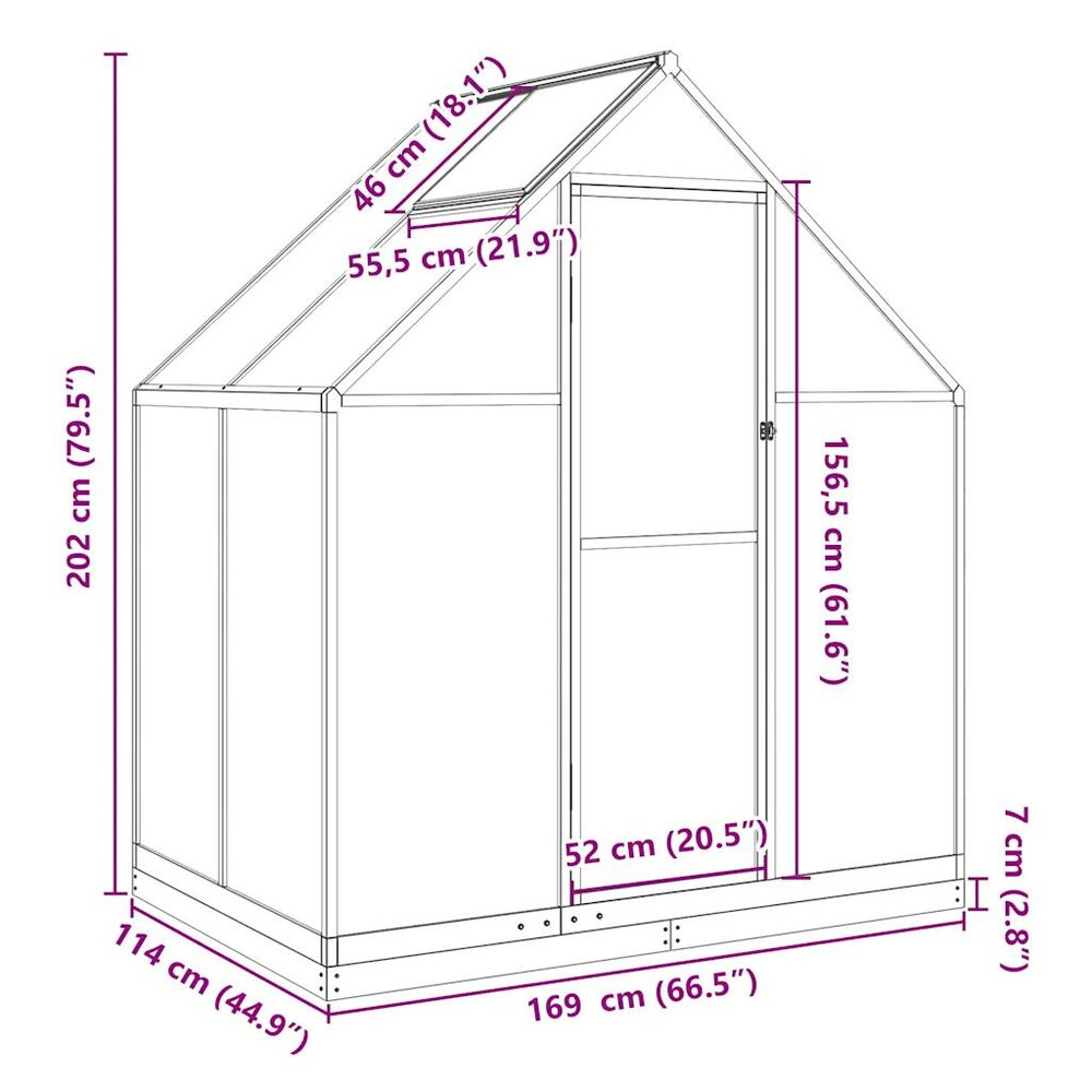 Tuinkas met basisframe 169x114x202 cm aluminium groen