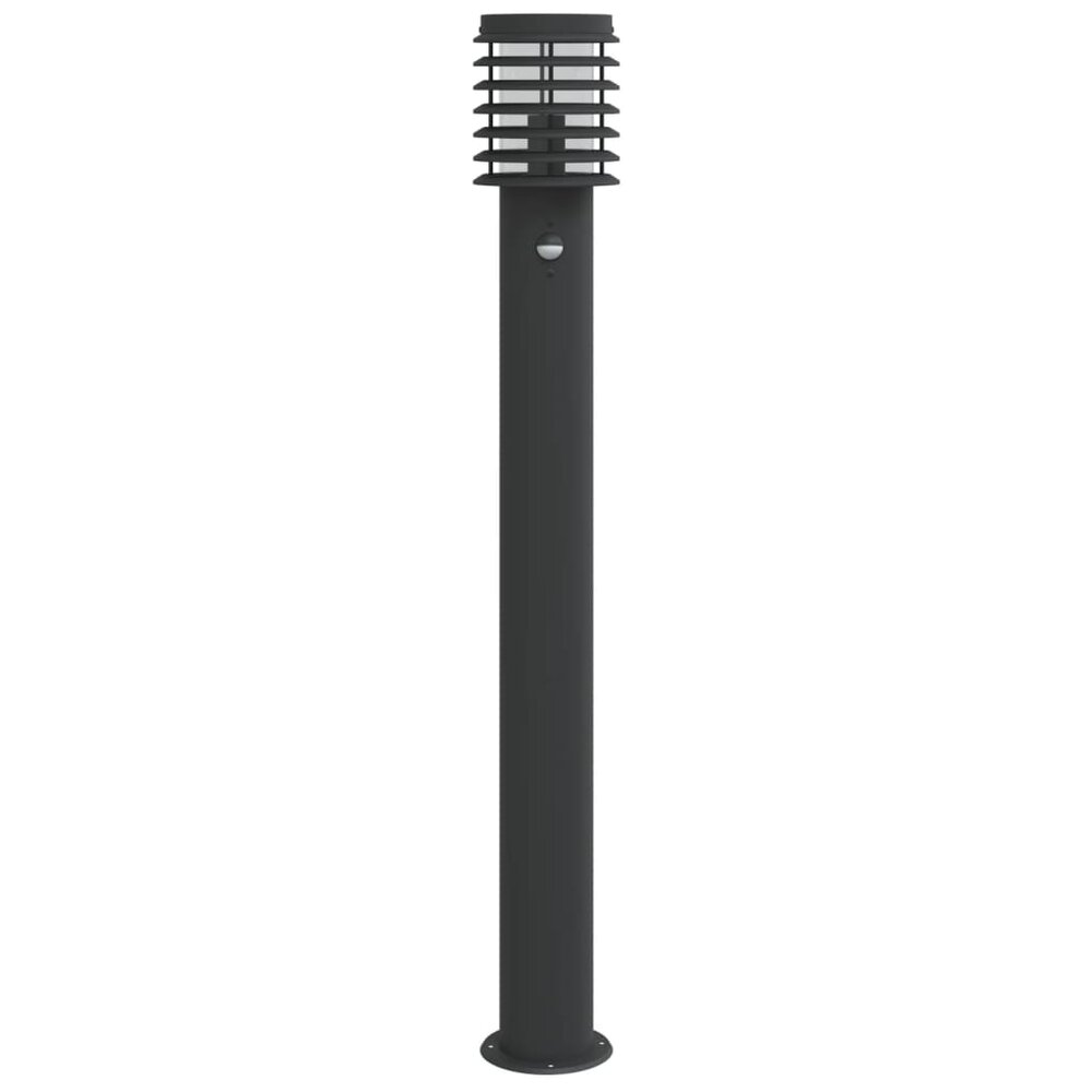 Vloerlamp voor buiten met sensor 110 cm roestvrijstaal zwart