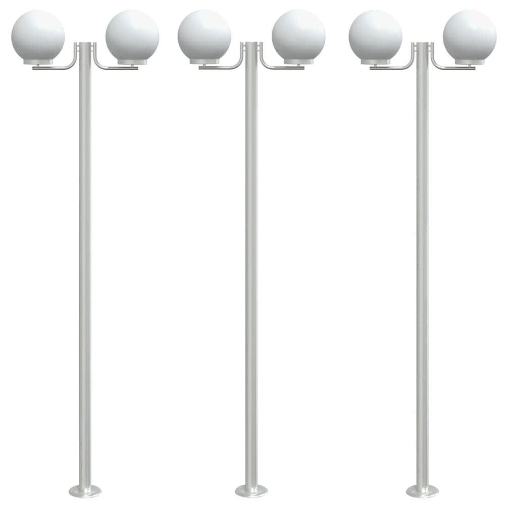 Buitenvloerlampen 3 st 215 cm roestvrij staal zilverkleurig