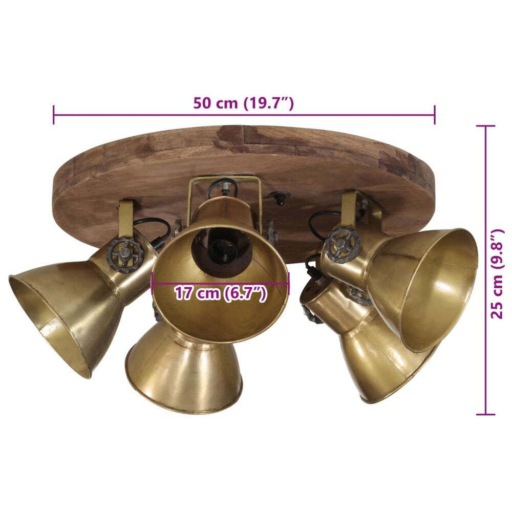 Plafondlamp 25 W E27 50x50x25 cm antiek messingkleurig