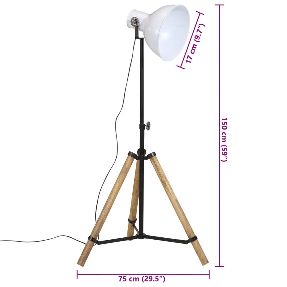 Vloerlamp 25 W E27 75x75x90-150 cm wit