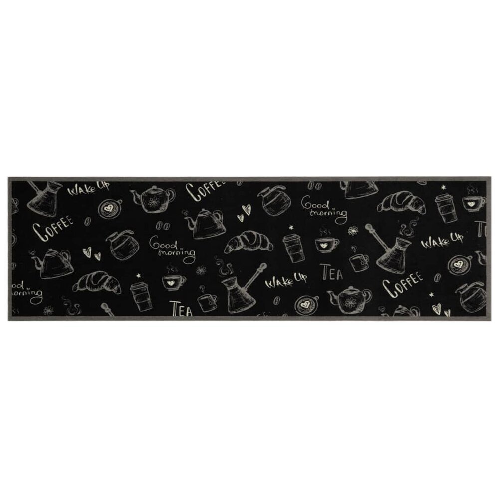 Keukenmat wasbaar ochtendprint 45x150 cm fluweel zwart