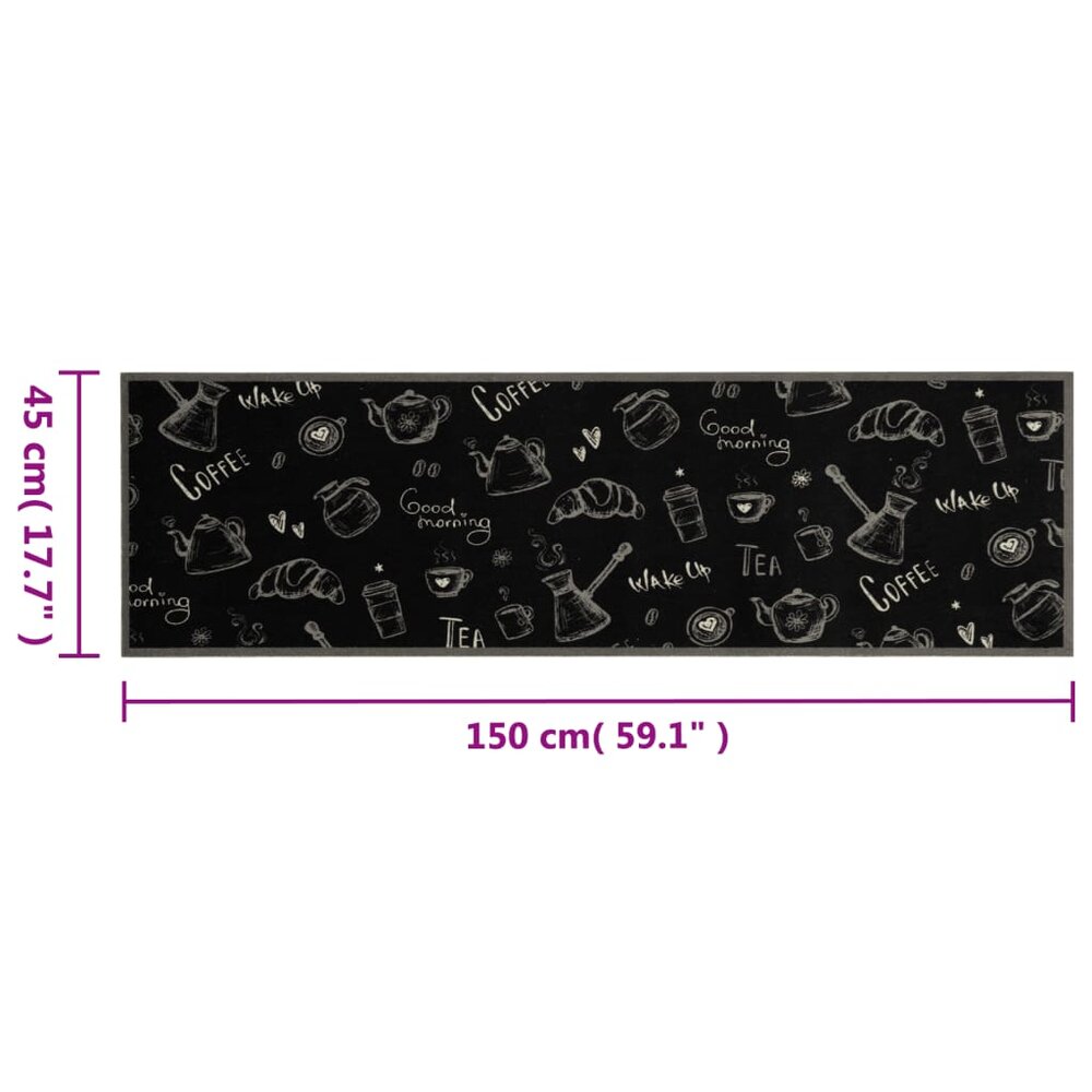 Keukenmat wasbaar ochtendprint 45x150 cm fluweel zwart