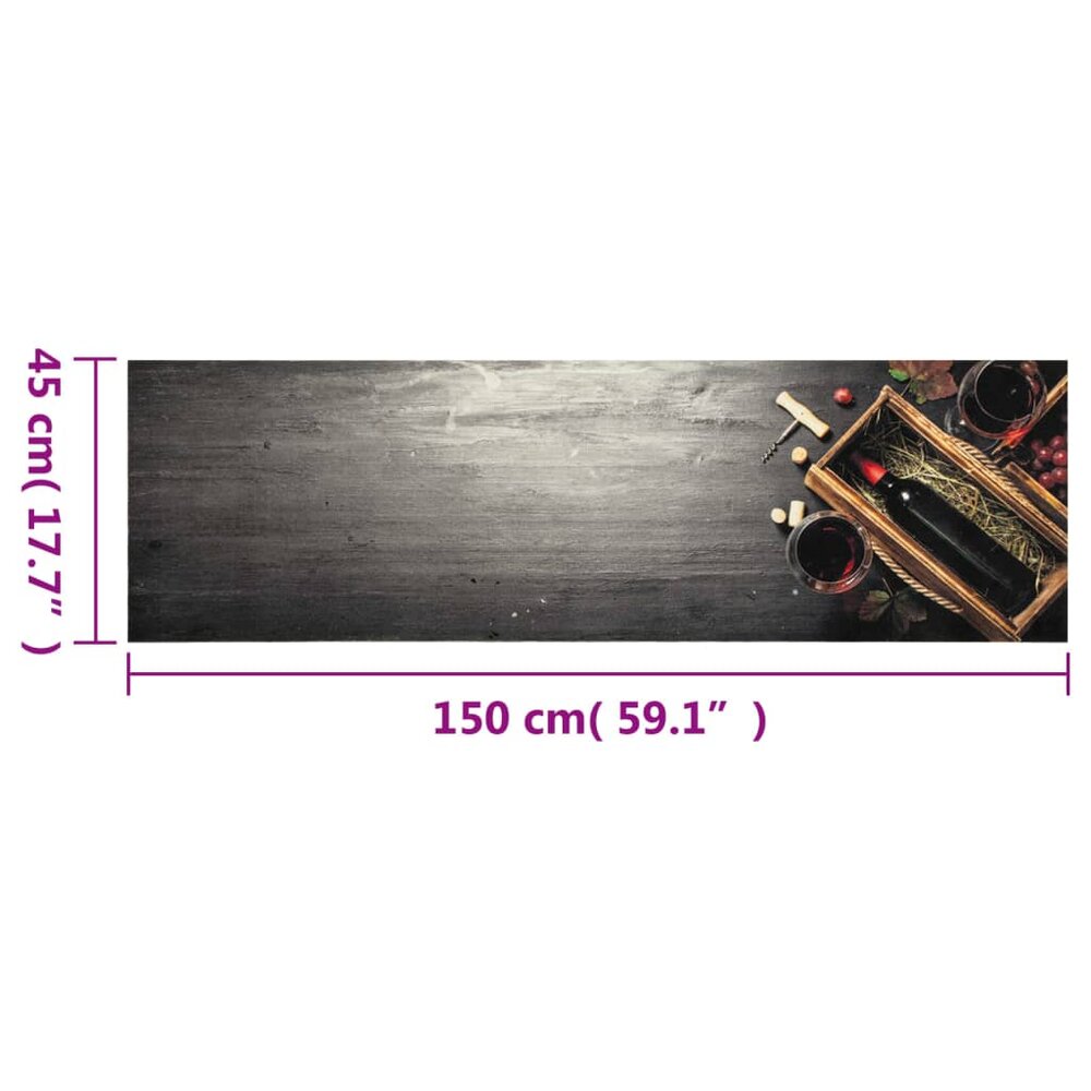 Keukenmat wasbaar wijnflesprint 45x150 cm fluweel