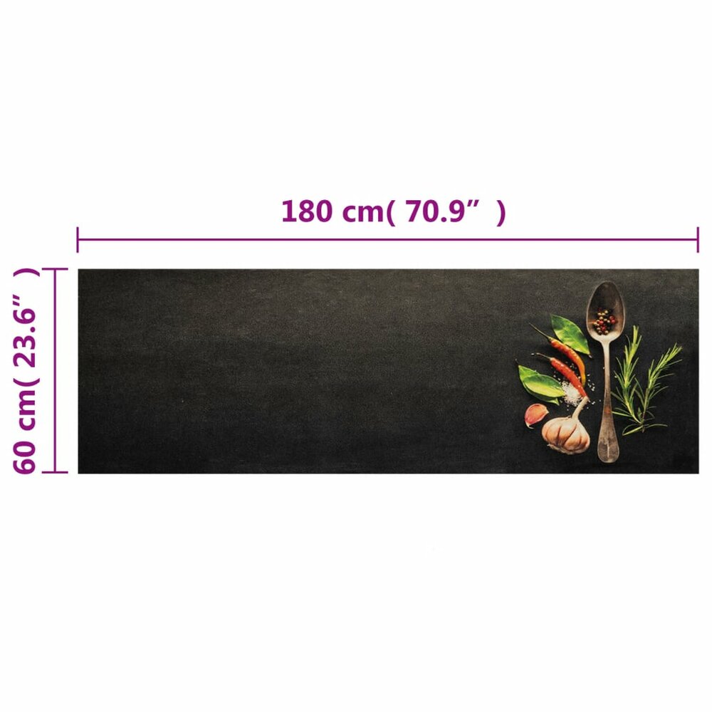 Keukenmat wasbaar kruidenprint 60x180 cm fluweel