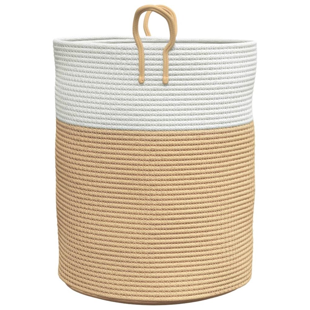 Opbergmand &Oslash; 38x46 cm katoen beige en wit
