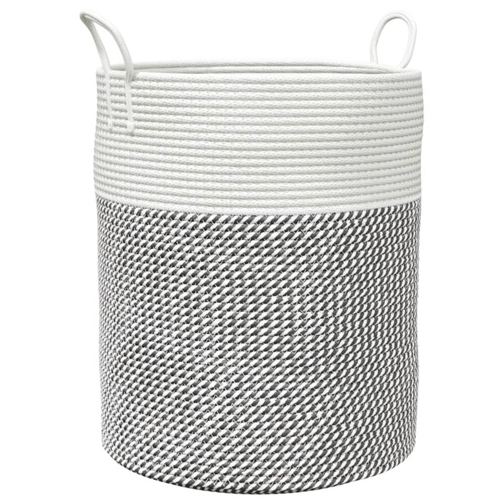 Opbergmand &Oslash; 38x46 cm katoen grijs en wit