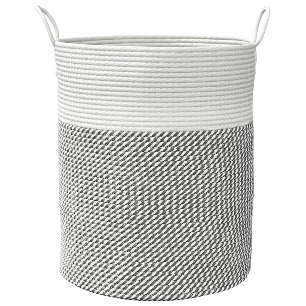 Opbergmand &Oslash; 38x46 cm katoen grijs en wit