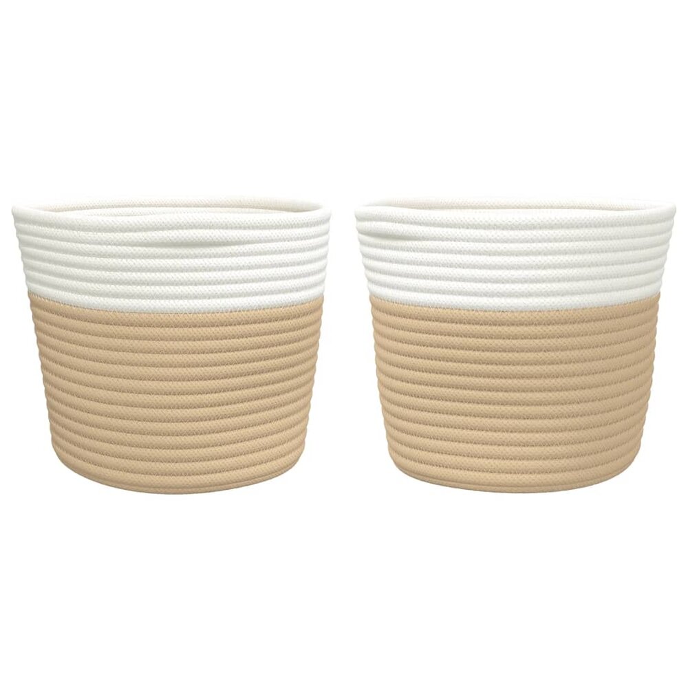 Opbergmanden 2 st &Oslash; 24x18 cm katoen beige en wit
