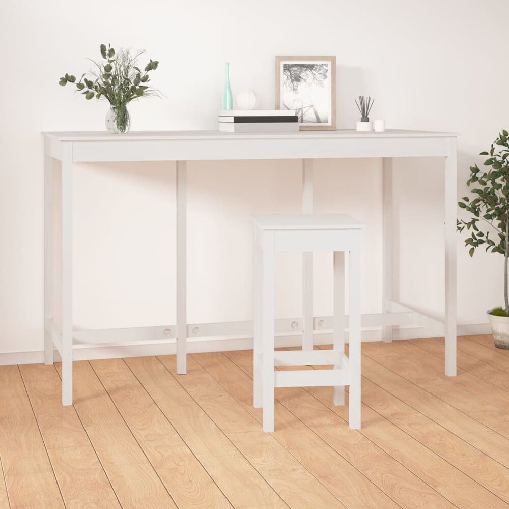 Bartafel 180x80x110 cm massief grenenhout wit