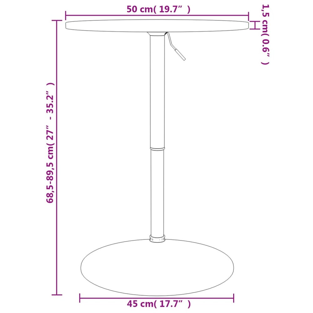 Bartafel &Oslash; 50x89,5 cm massief beukenhout