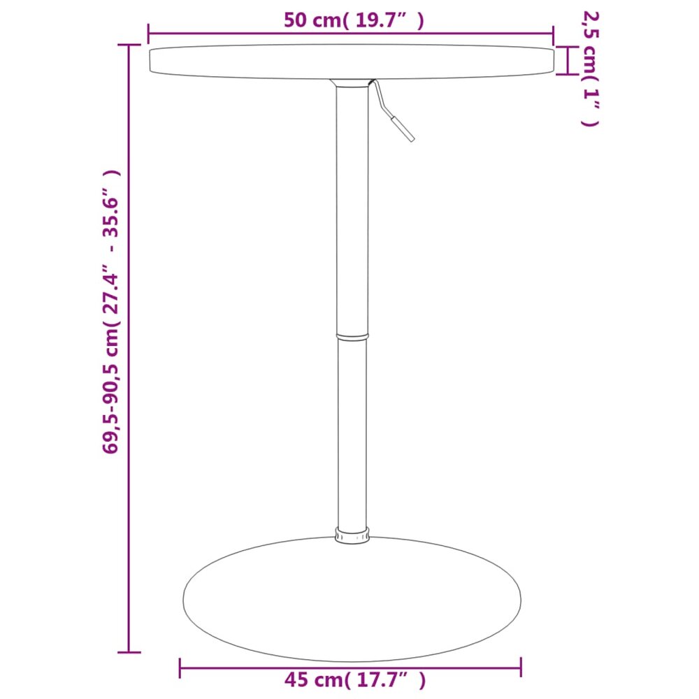 Bartafel &Oslash; 50x90,5 cm massief beukenhout