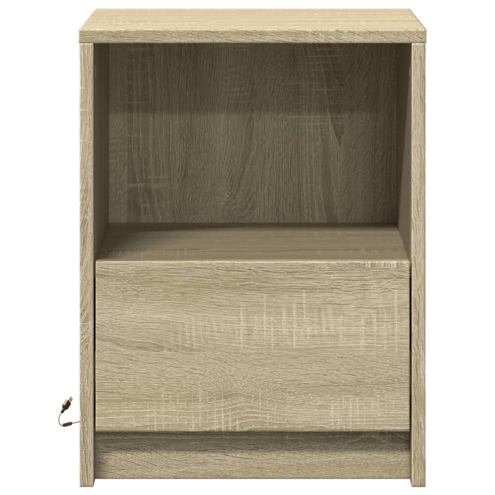 Nachtkastjes met LED-verlichting 2 st bewerkt hout sonoma eiken
