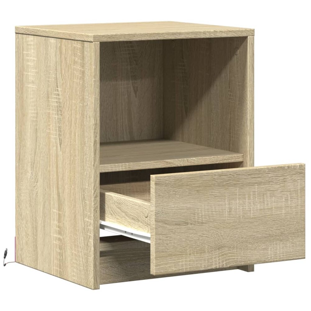 Nachtkastjes met LED-verlichting 2 st bewerkt hout sonoma eiken