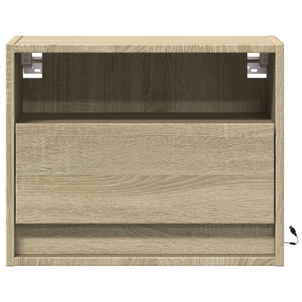 Nachtkastjes met LED wandgemonteerd 2 st sonoma eikenkleurig