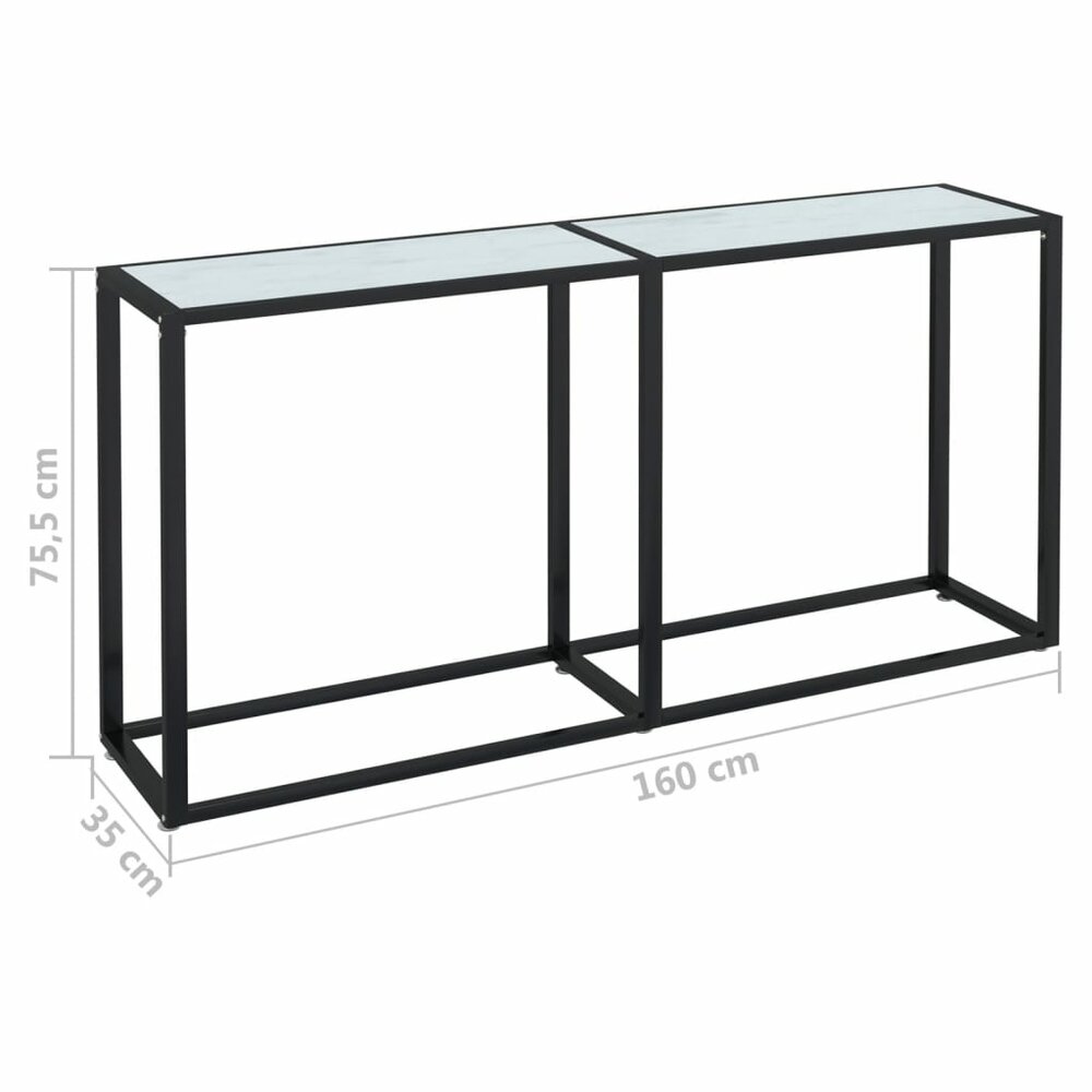 Wandtafel 160x35x75,5 cm gehard glas witmarmerkleurig
