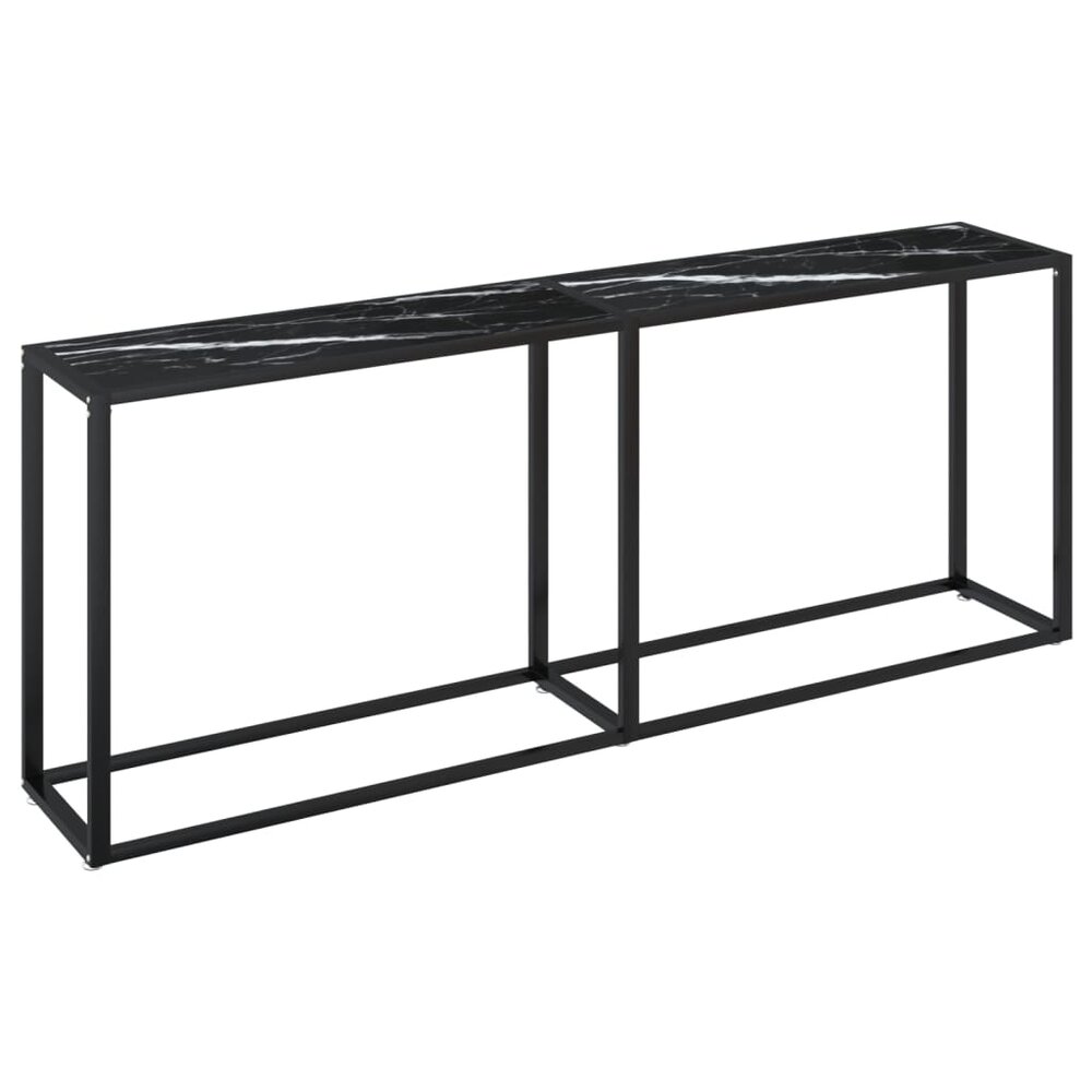 Wandtafel 200x35x75,5 cm gehard glas zwartmarmerkleurig