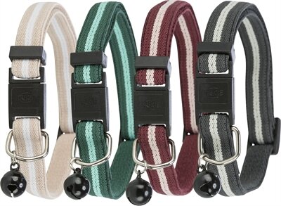 Trixie Halsband Kat Strepen Elastisch Assorti 4 ST