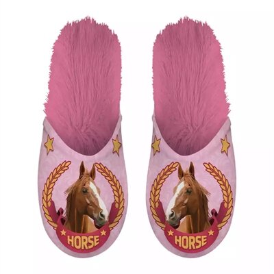 Merkloos Pantoffel Horse Roze MAAT 35-38