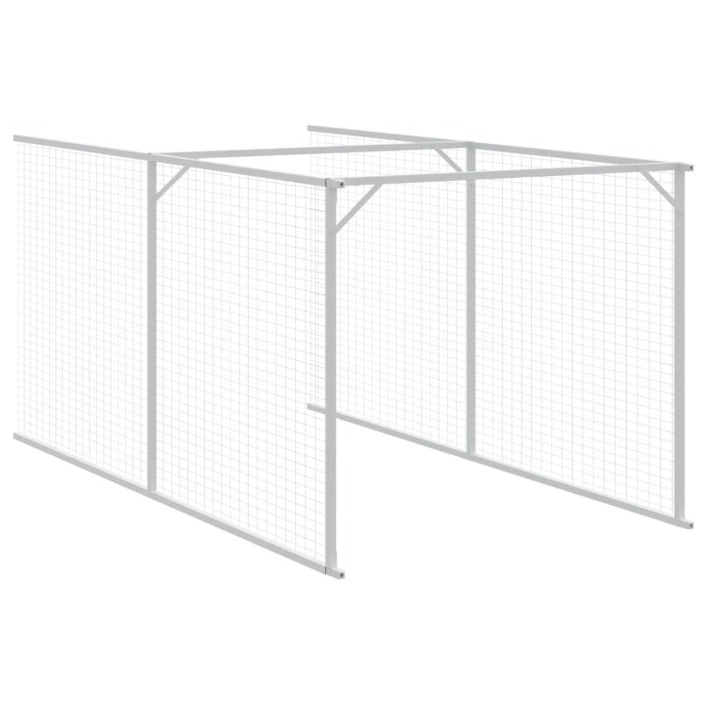 Hondenhok met dak 117x609x123 cm staal lichtgrijs