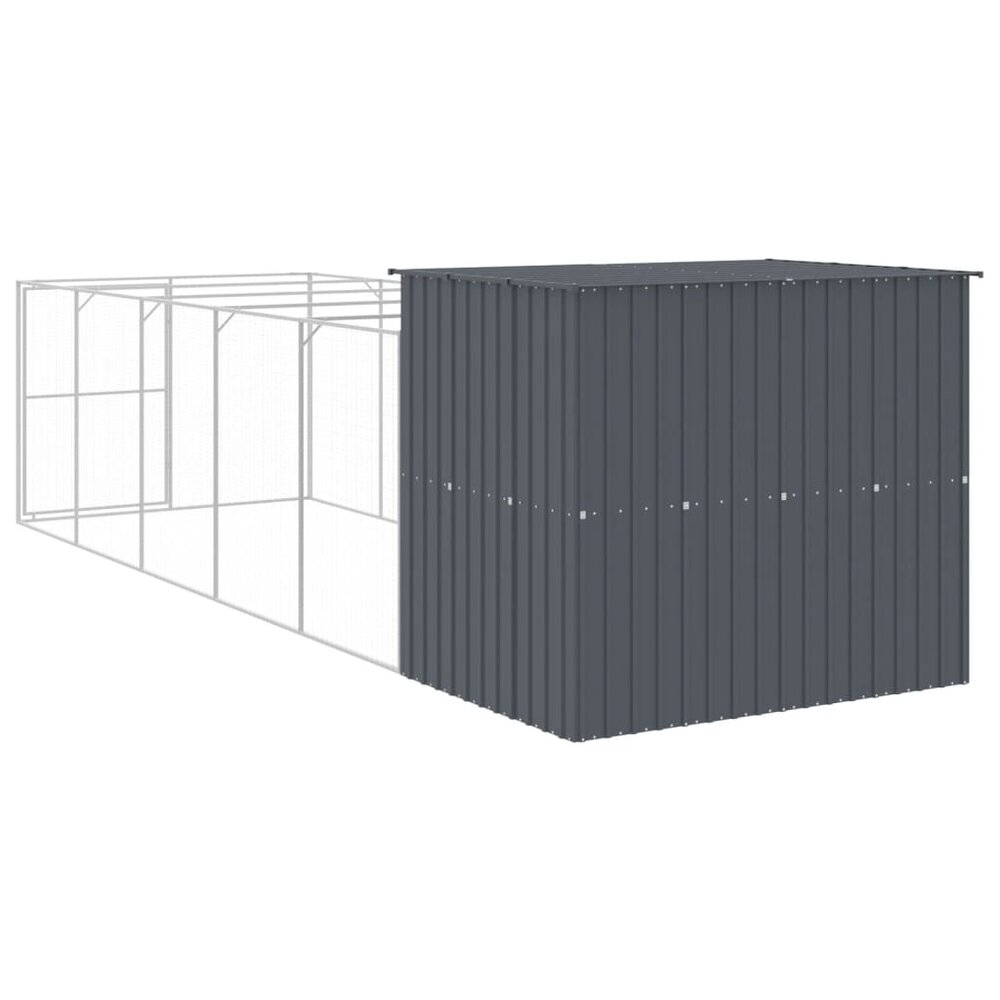 Hondenhok met ren 214x661x181 cm gegalvaniseerd staal antraciet