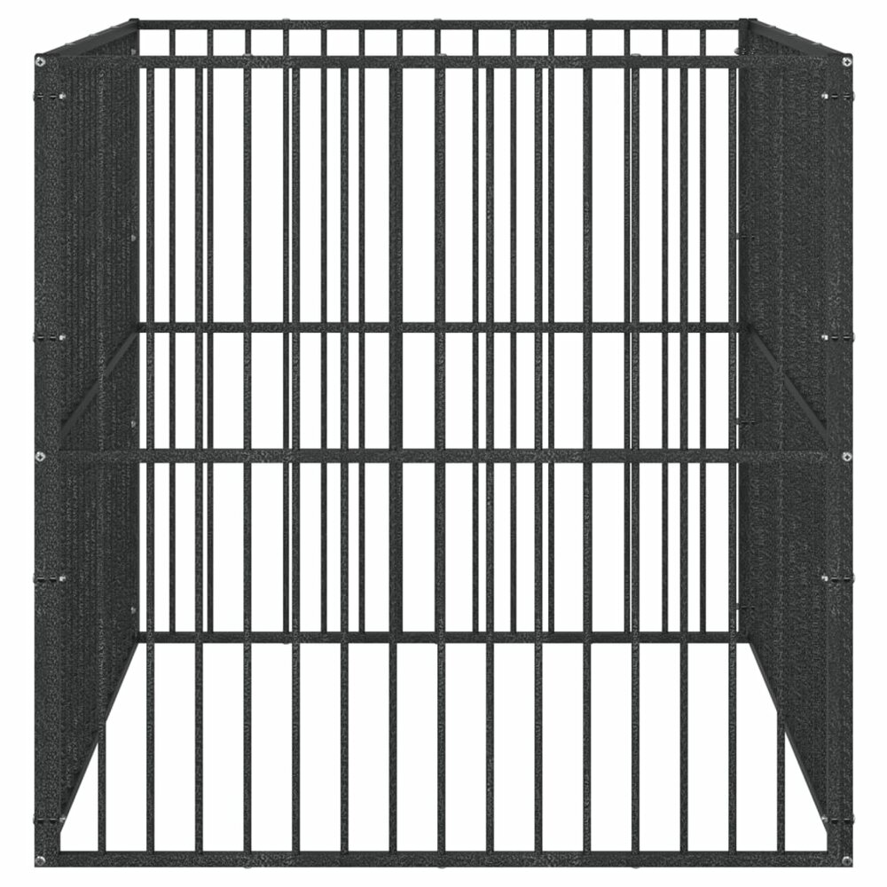 Hondenkennel 4 panelen gepoedercoat staal zwart