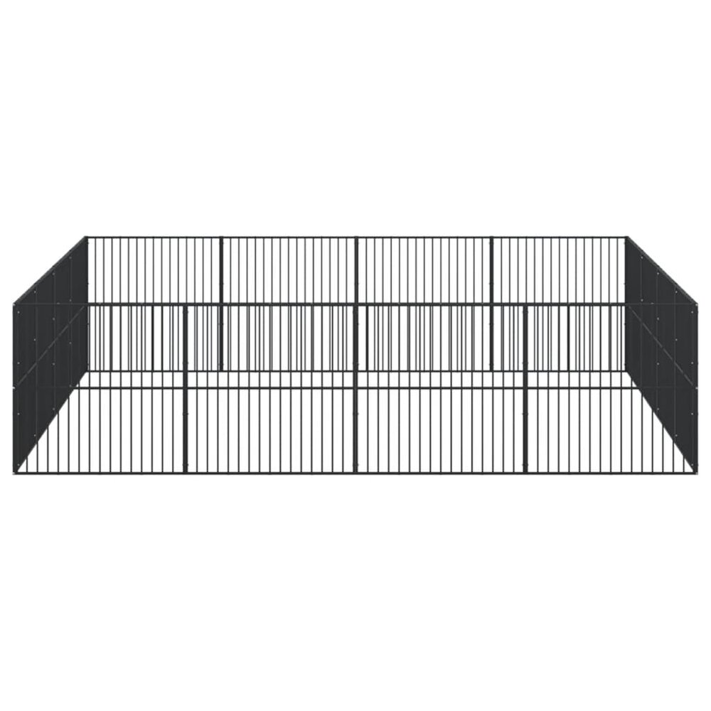 Hondenkennel 16 panelen gepoedercoat staal zwart