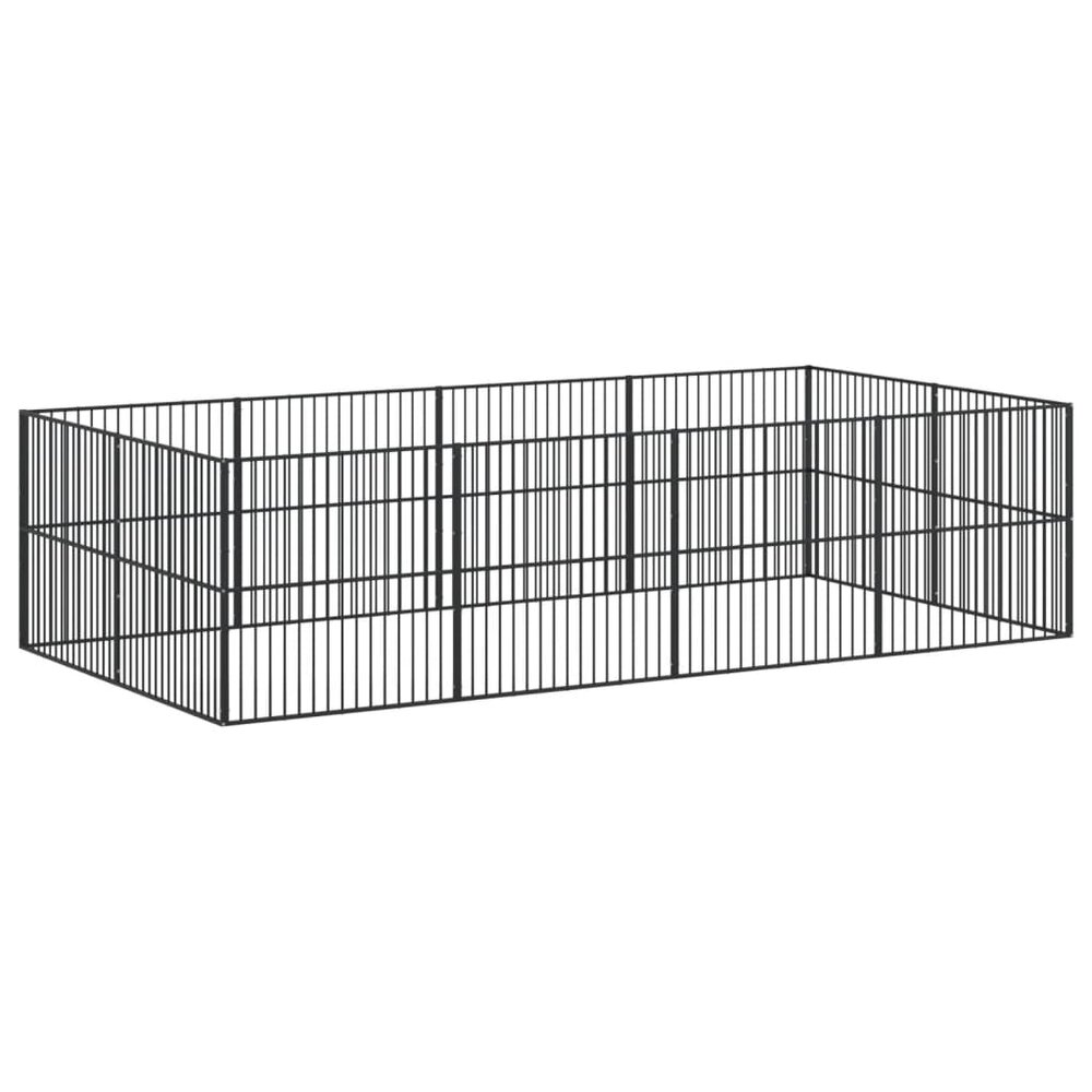 Hondenkennel 12 panelen gepoedercoat staal zwart