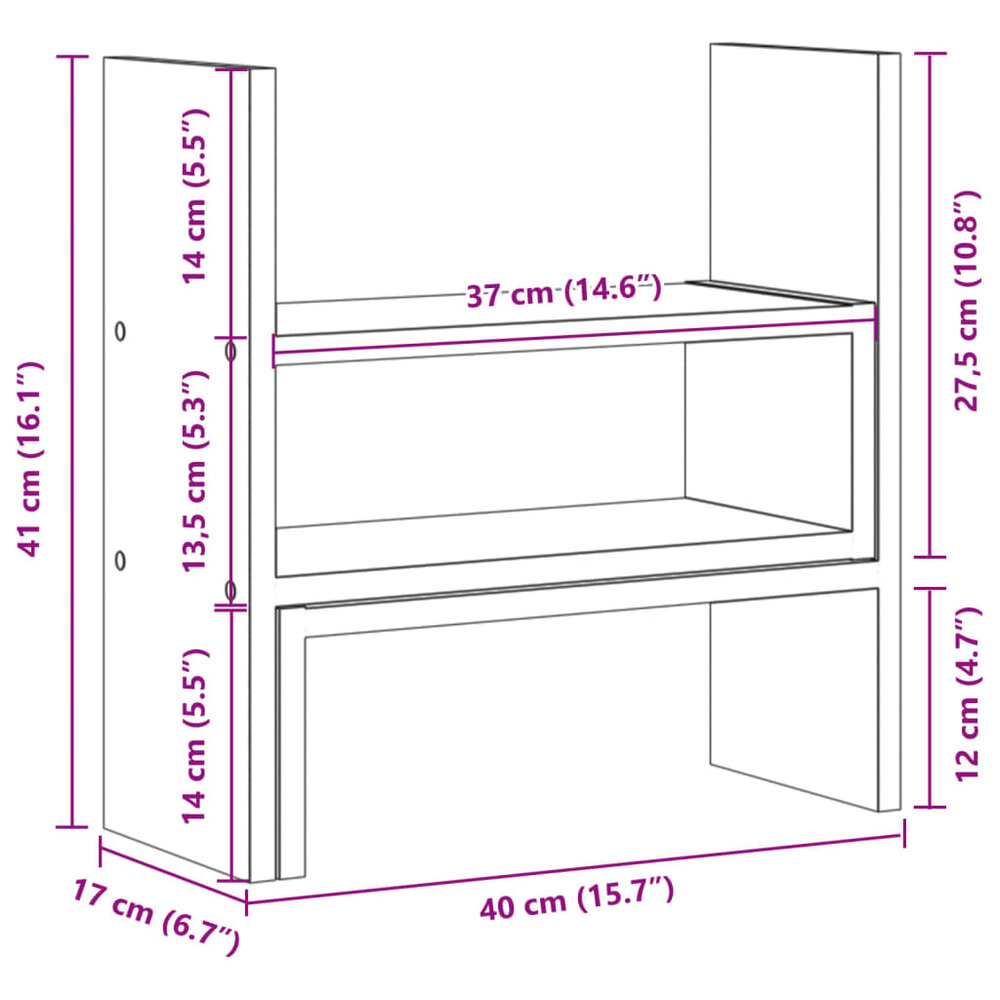 Bureau organiser 40x17x41 cm bewerkt hout bruin eikenkleurig