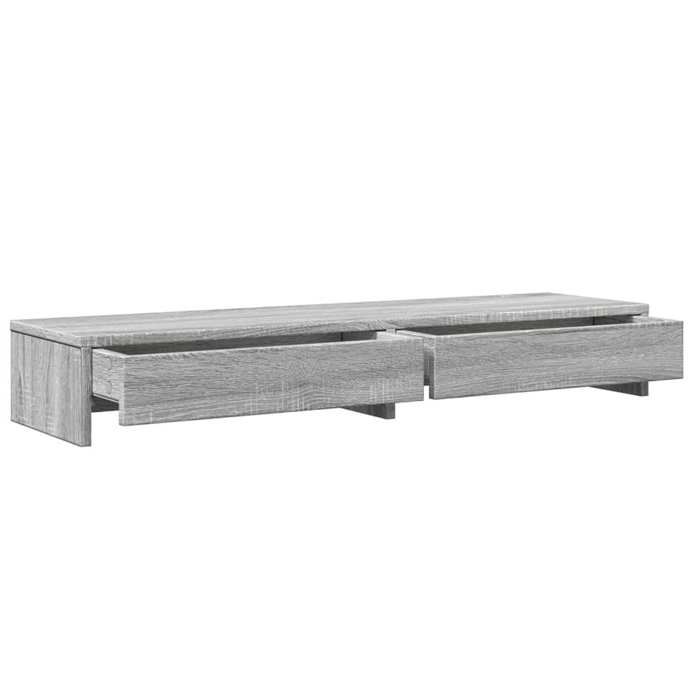 Monitorstandaard met lades 100x27x15 cm hout grijs sonoma eiken