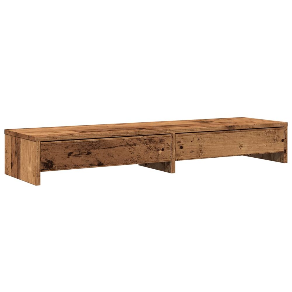 Monitorstandaard met lades 100x27x15 cm hout oud houtkleurig