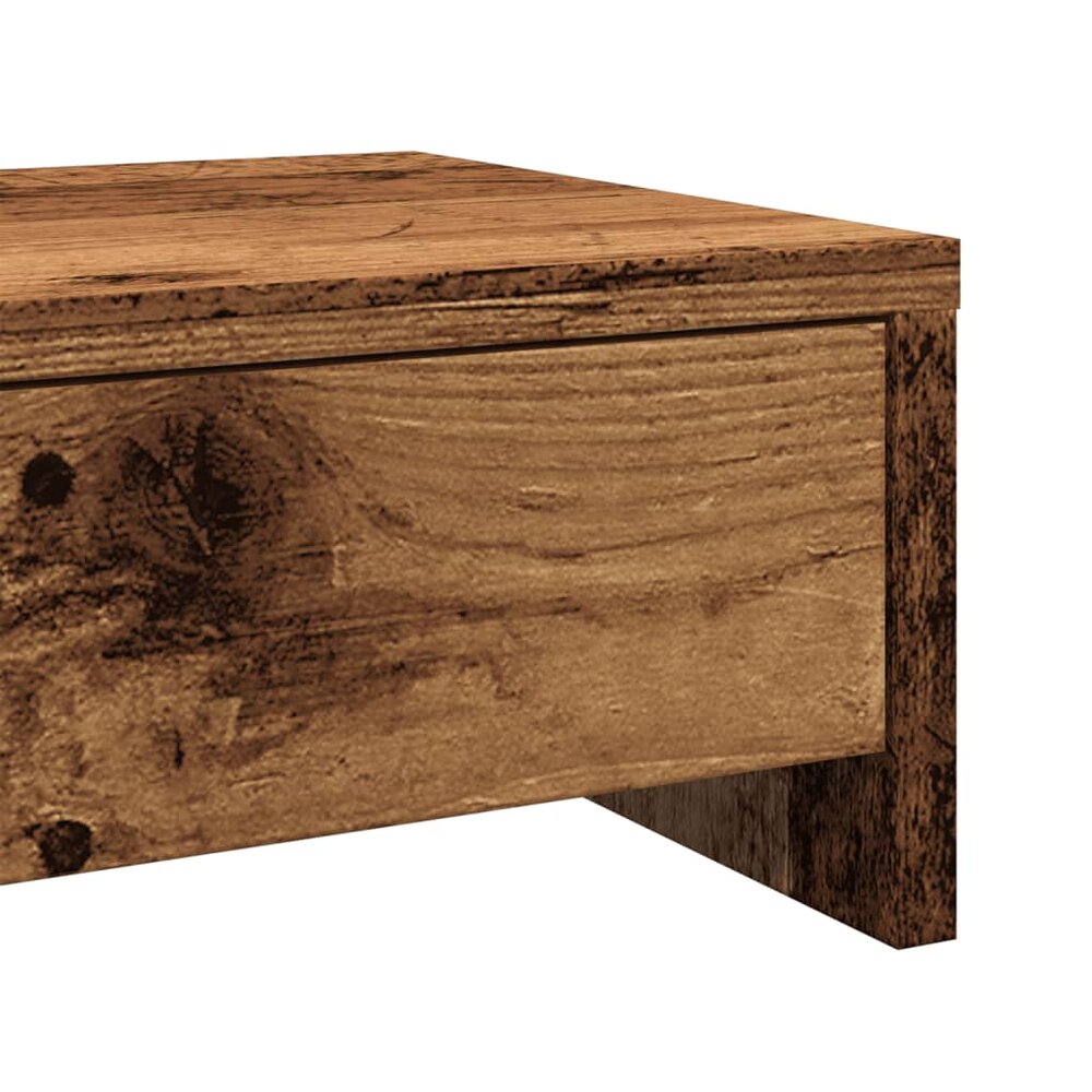 Monitorstandaard met lades 100x27x15 cm hout oud houtkleurig