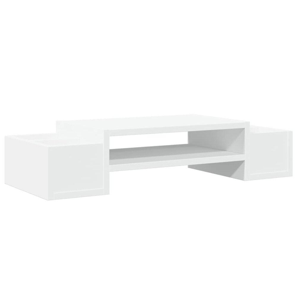 Monitorstandaard met opbergruimte 70x27x15 cm bewerkt hout wit