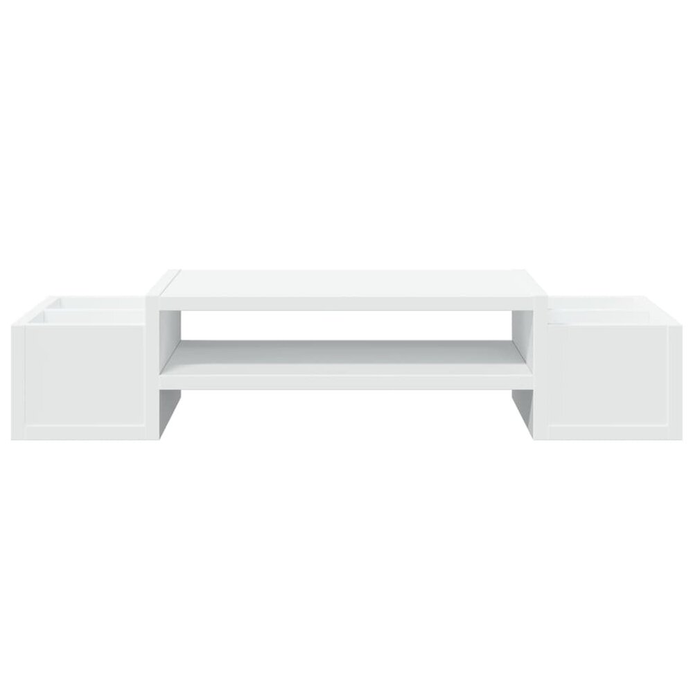 Monitorstandaard met opbergruimte 70x27x15 cm bewerkt hout wit