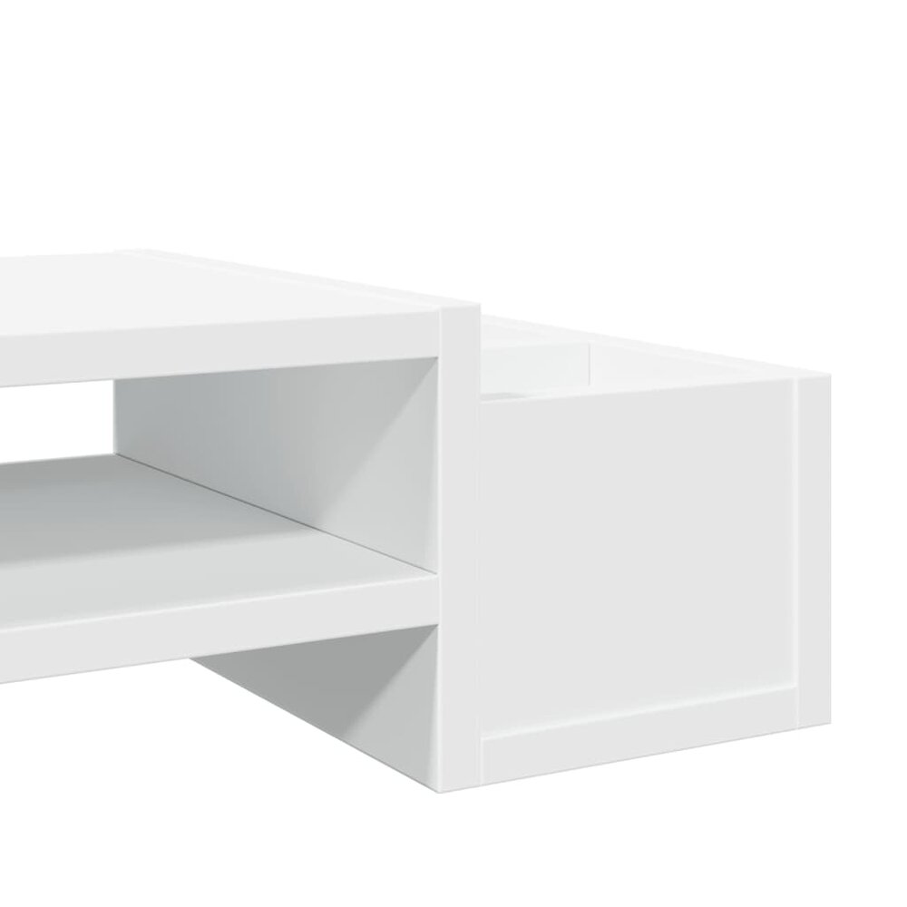 Monitorstandaard met opbergruimte 70x27x15 cm bewerkt hout wit