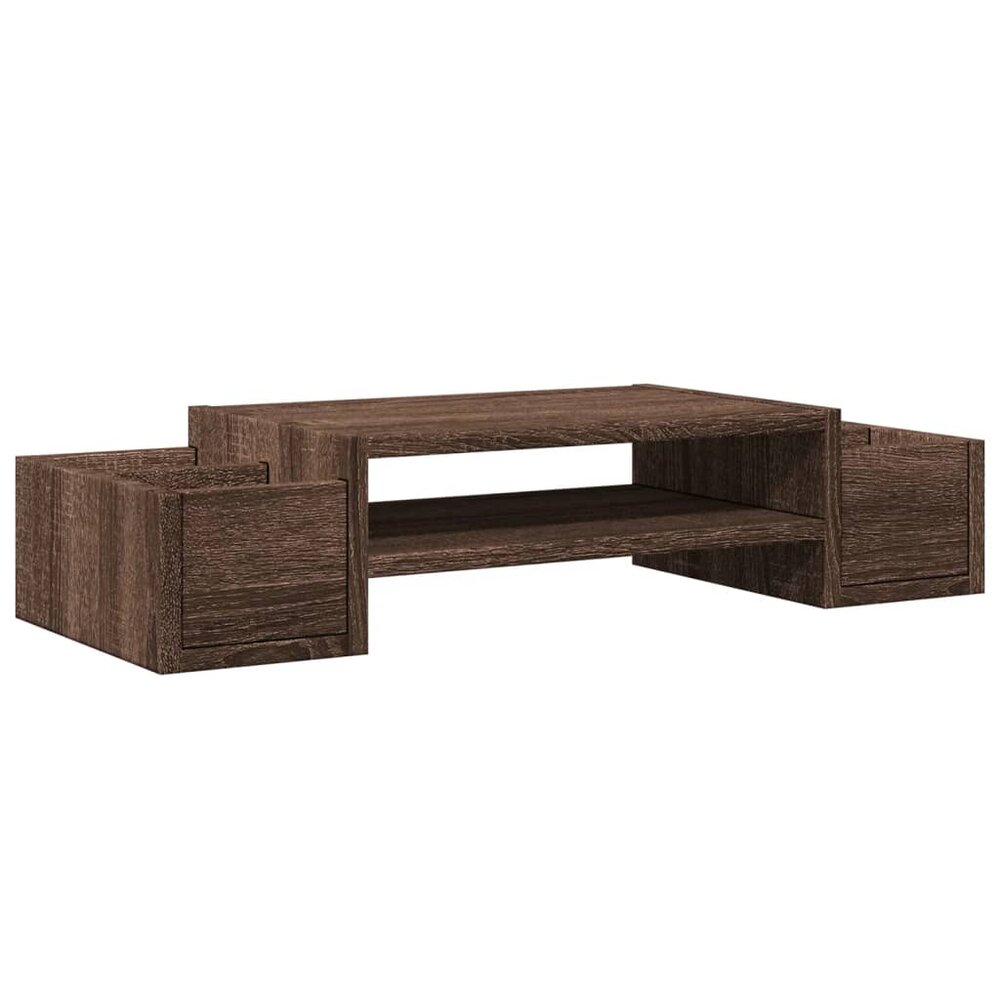 Monitorstandaard met opbergruimte 70x27x15 cm hout bruin eiken