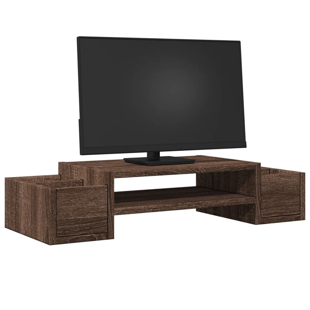 Monitorstandaard met opbergruimte 70x27x15 cm hout bruin eiken