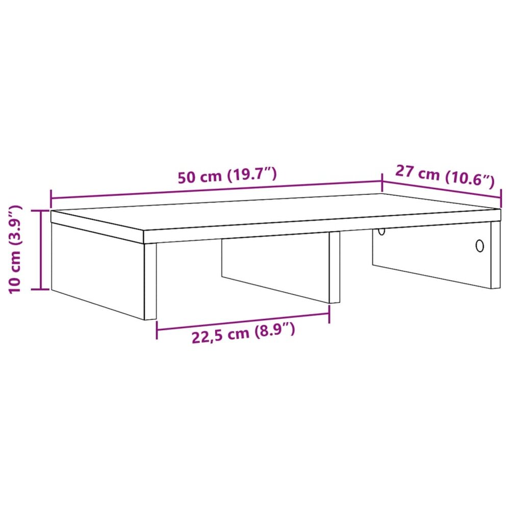 Monitorstandaard 50x27x10 cm bewerkt hout gerookt eikenkleurig