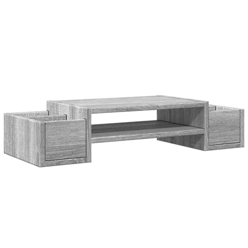 Monitorstandaard met opbergruimte 70x27x15 cm hout grijs sonoma