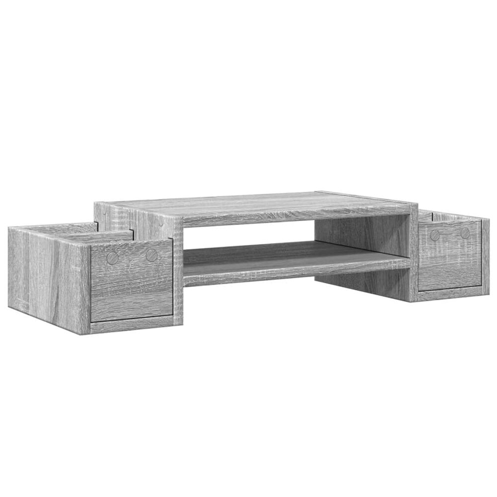 Monitorstandaard met opbergruimte 70x27x15 cm hout grijs sonoma