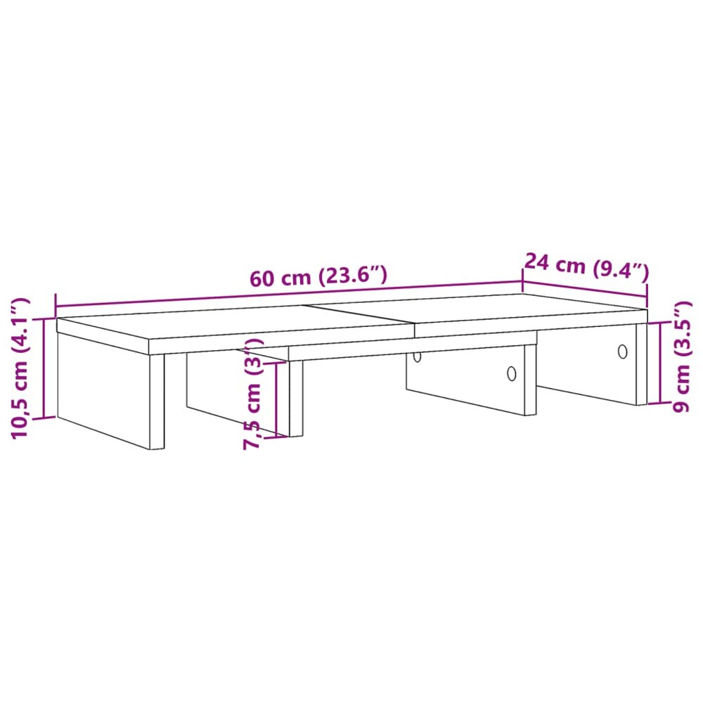 Monitorstandaard verstelbaar 60x24x10,5 cm hout oud houtkleurig