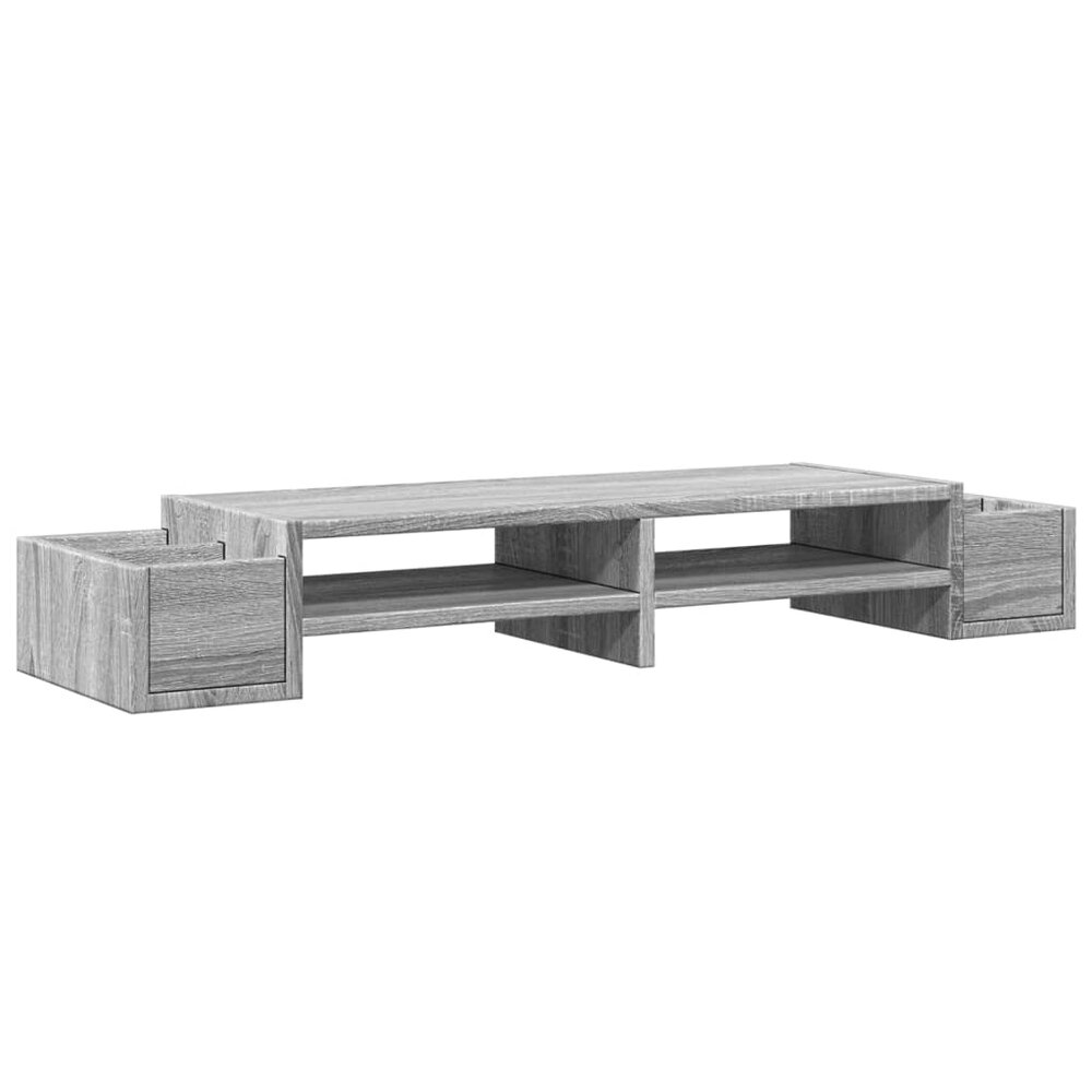 Monitorstandaard opbergruimte 100x27x15 cm hout grijs sonoma