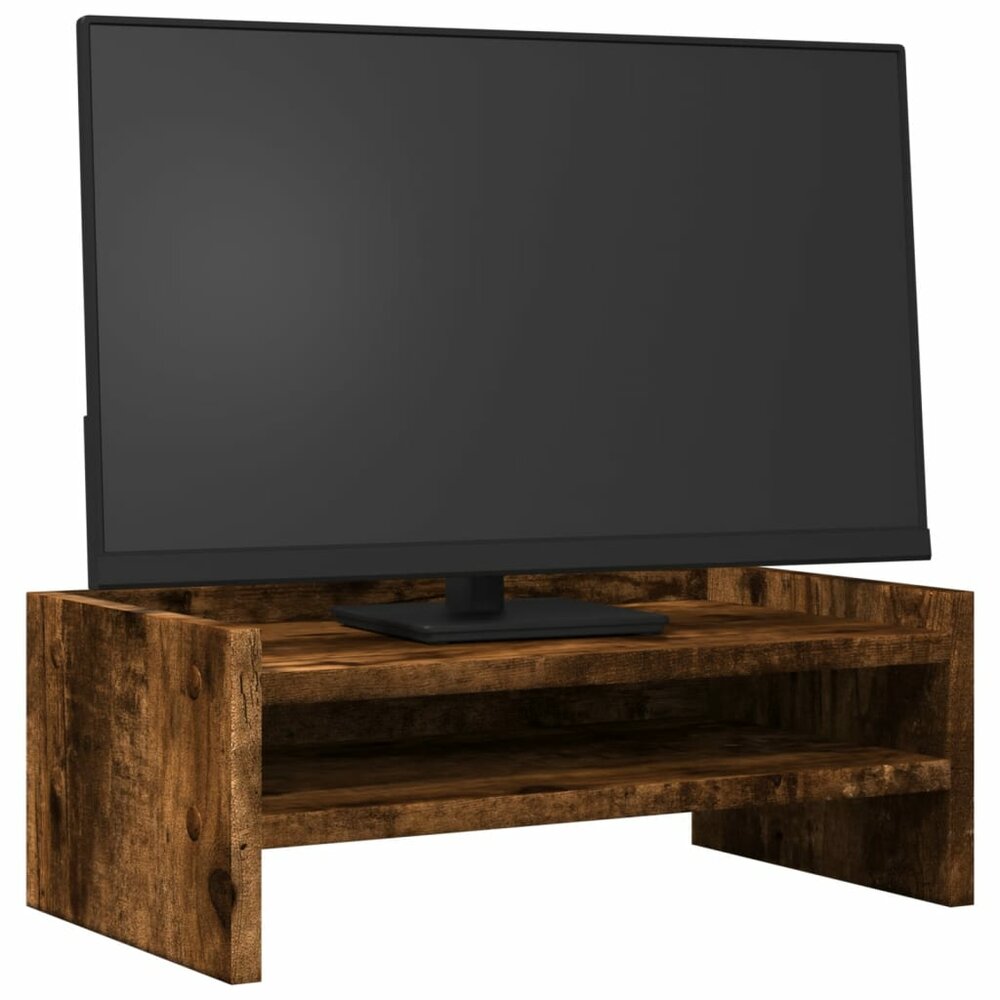 Monitorstandaard 42x24x16 cm bewerkt hout gerookt eikenkleurig