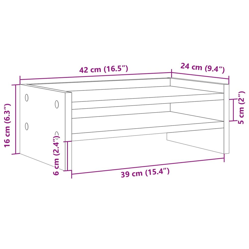 Monitorstandaard 42x24x16 cm bewerkt hout gerookt eikenkleurig