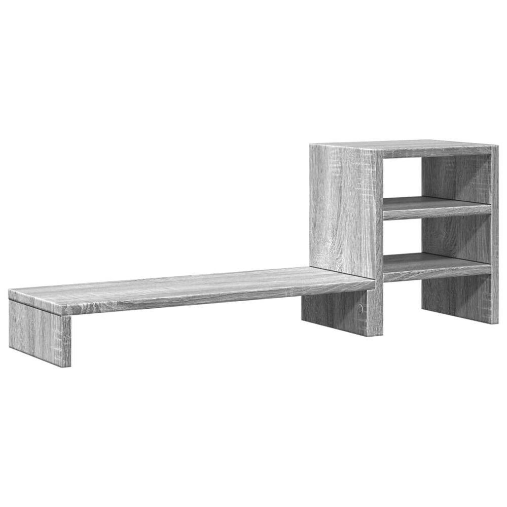 Monitorstandaard met bureau-organizer bewerkt hout grijs sonoma