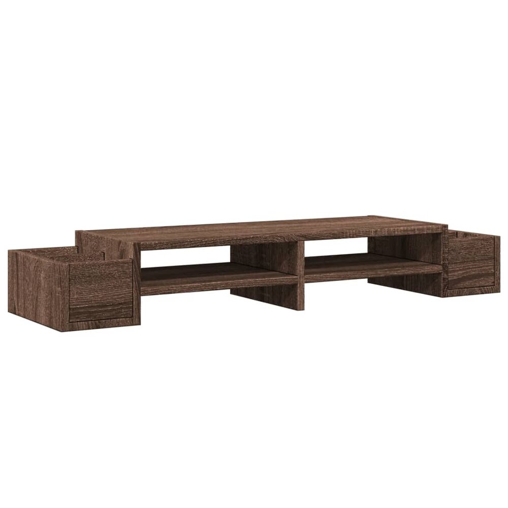 Monitorstandaard met opbergruimte 100x27x15 cm hout bruin eiken